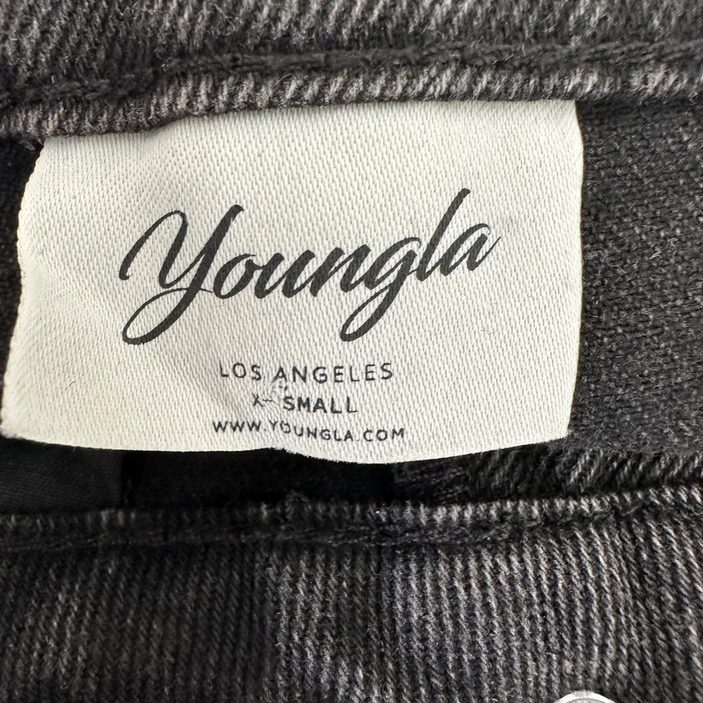 YoungLA Cargo Jeans Womens XS Black Wide Leg Utility Streetwear Skater W242‎ NWT
